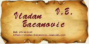 Vladan Bacanović vizit kartica